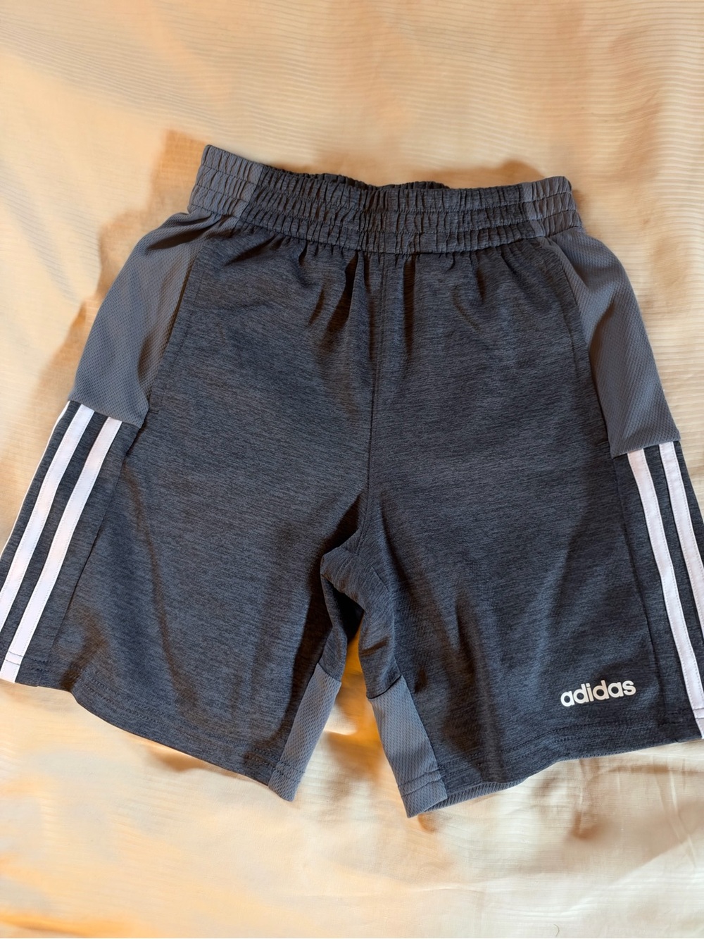 adidas Charcoal Gray Athletic Shorts with White 3-Stripes